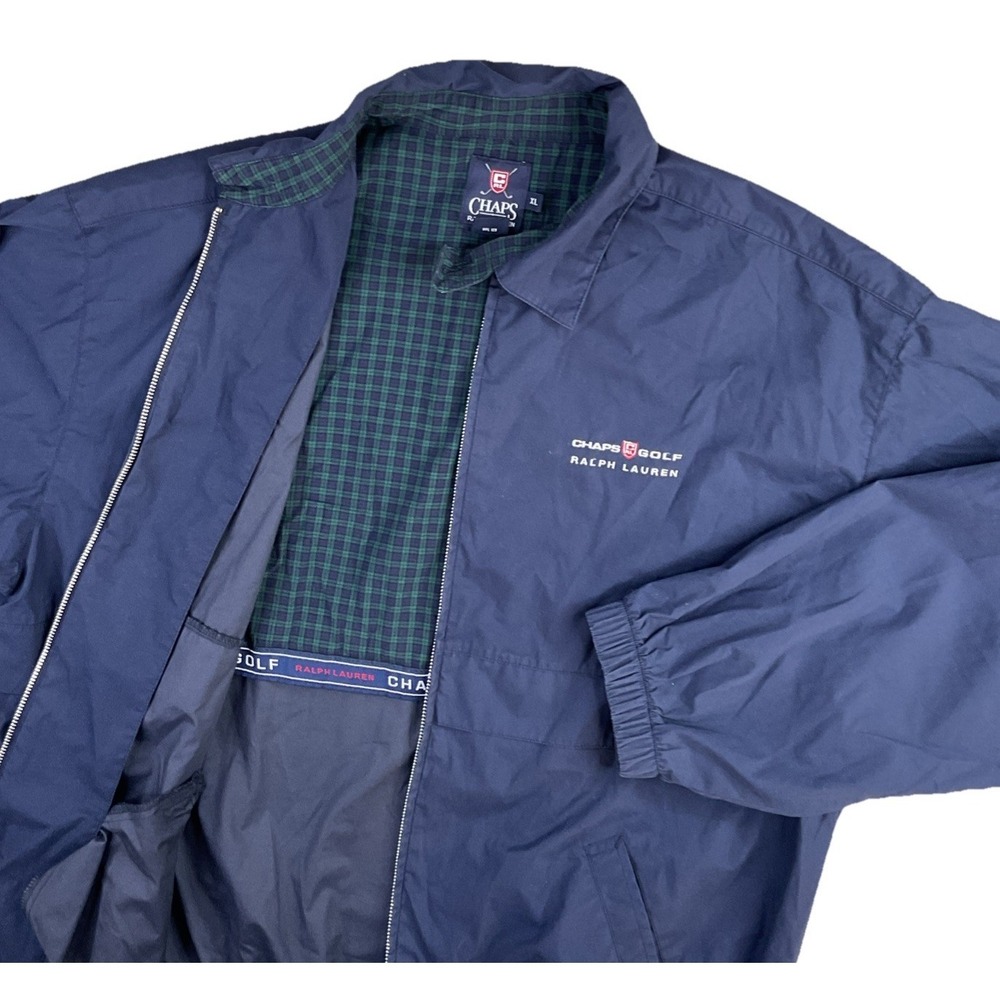 Vintage Chaps Jacket Men Size XL Ralph Lauren Harrington 90s Spell Out CRL Blue